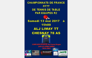 Tennis de table - Championnat de France par Equipes à Limay 12 et 13 mai 2017