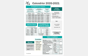 Calendrier compétitions 2020-2021