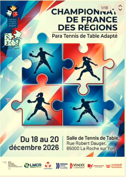 PARA TENNIS DE TABLE ADAPTÉ : Championnat de France des Régions
